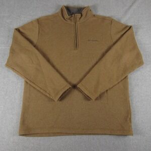 Columbia Men's Great Hart Mountain III Half Zip Sweater L Brown Fleece Pullover